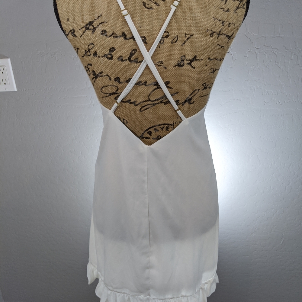 Honey Punch White Chiffon Ruffled Dress